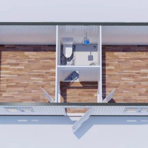 Tek Giriş İki Oda Konteyner ve Wc-Duş - 3x7 Metre